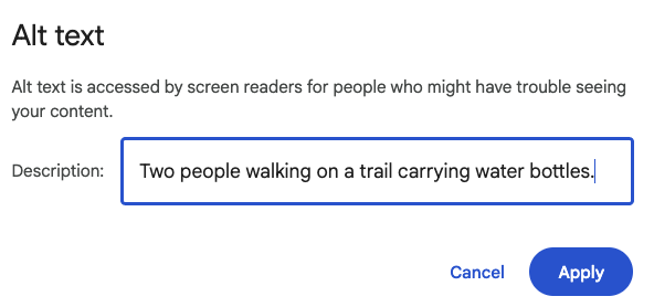 field to include alt text in gmail